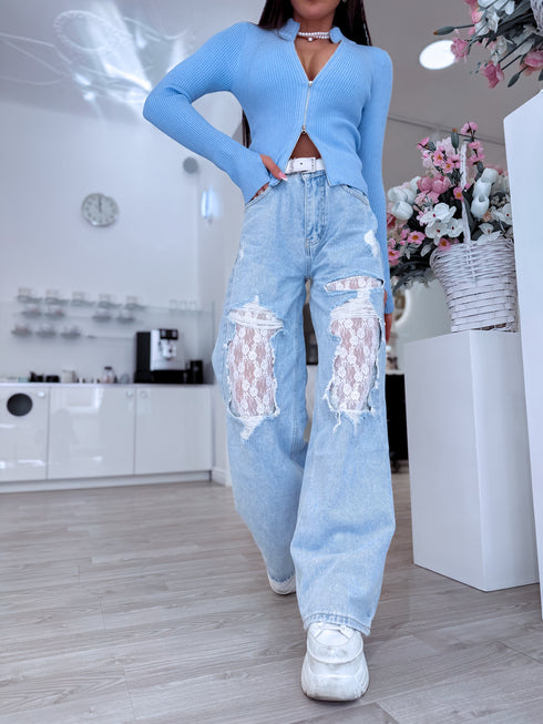 Джинсы "LACE P10027" - СИНИЕ
